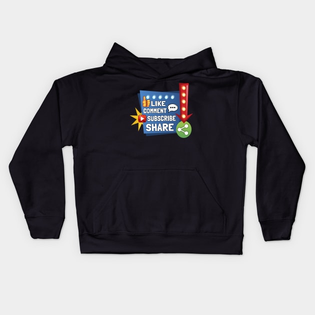 Social Media - Like, Comment, Subscribe Share! Kids Hoodie by Duds4Fun